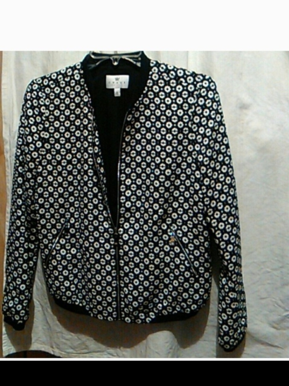 WORTHINGTON Black & White Floral Bomber Jacket